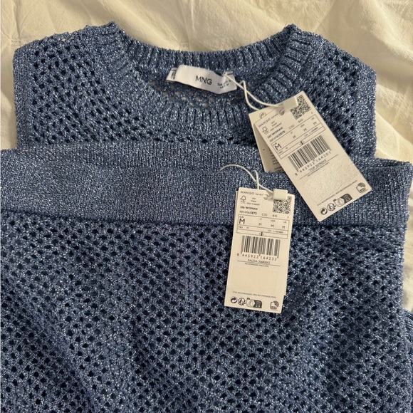 Mango NWT Metallic Blue Co-Ord Knit Set - Picture 5 of 6